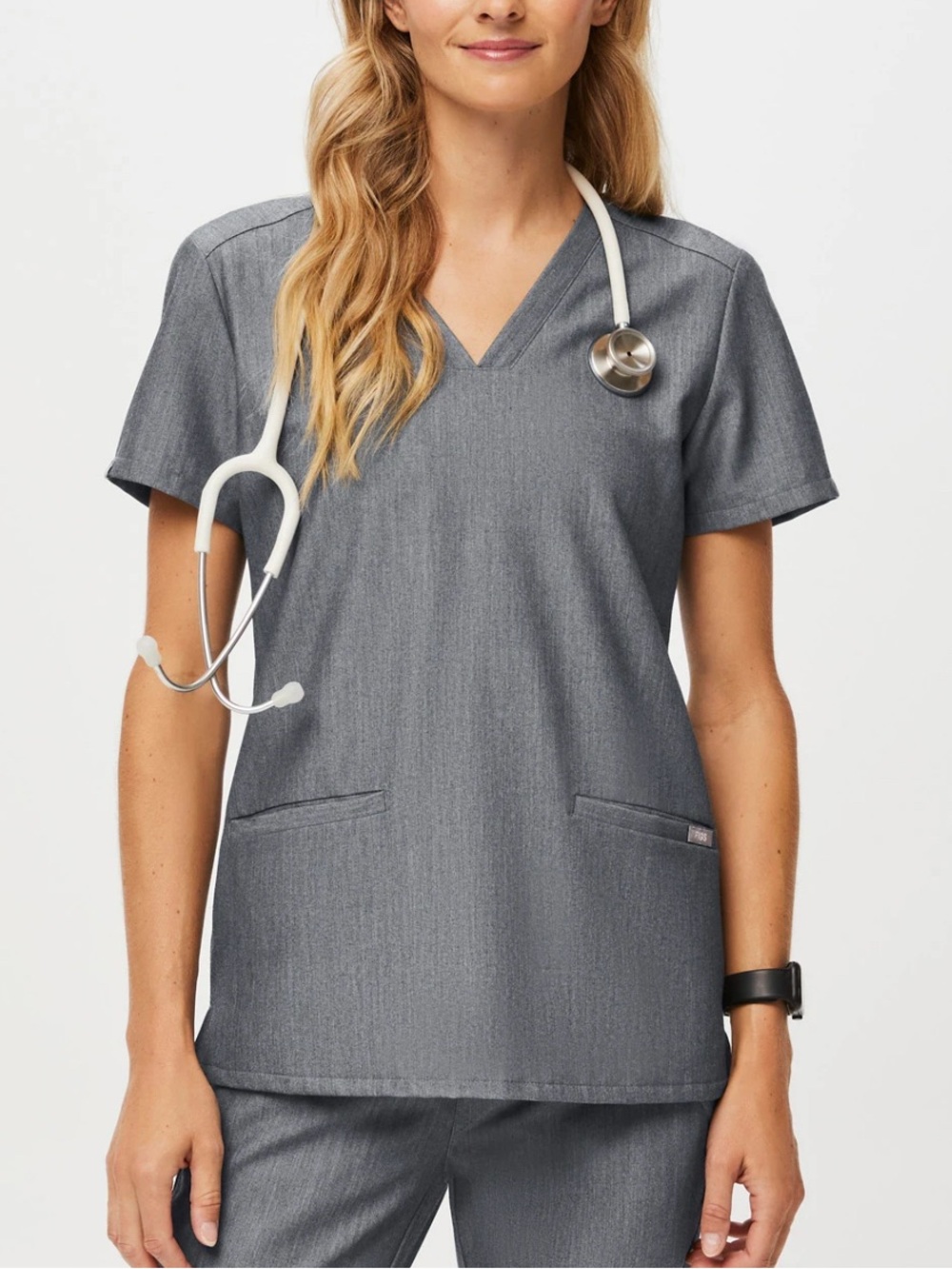 FIGS Gray Technical Scrub Top